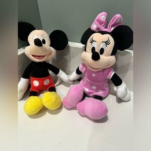 Pair Of Disney Mickey Mouse And Minnie Mouse 10 Inch  Walt Disney Plush